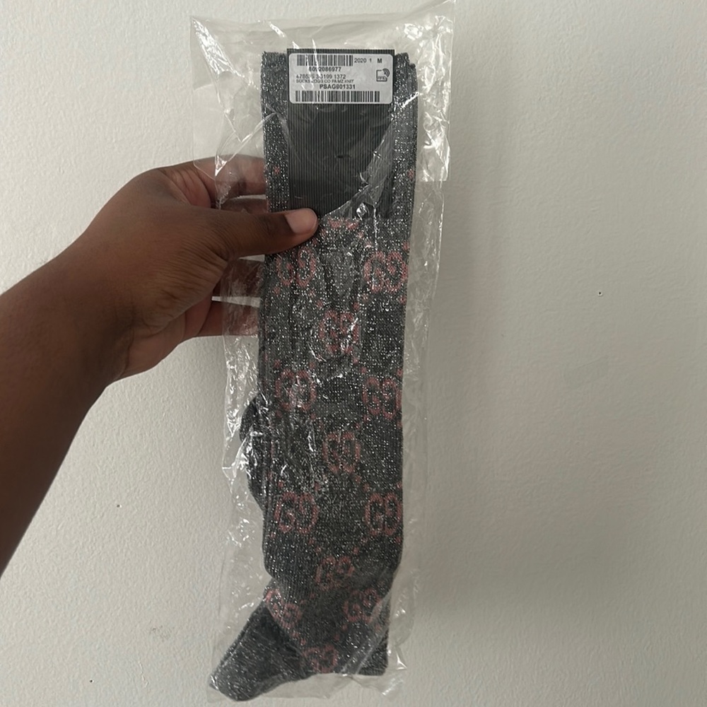 Authentic Glitter Pink/Grey Gucci Socks